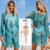 Crochet Cover Up With Fringe Trim Hollow Tunic Beachwear