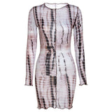 Slim Street Casual Stripe Print Bodycon Mini Women Dress