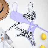 Sexy Leopard Push Up Thong High Cut Swimwear Bikini Set