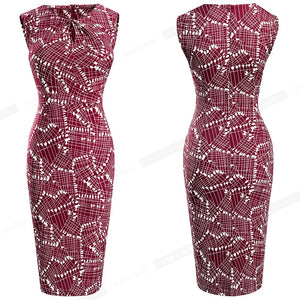 Women Contrast Color Patchwork Vintage Bodycon