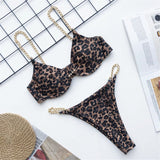 Sexy High Cut Golden Chain Underwired 2-Pieces Bikini Set