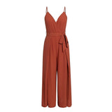 Sexy V Neck Split Spaghetti Strap Long Overall Loose Jumpsuit