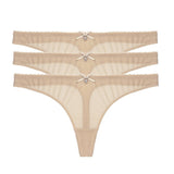 Transparent Low-Rise G-String Panties 3-Piece