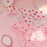 Strawberry Print Milk Silk Wire Free Underwear Bra and Panty Set