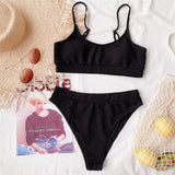 Women's Sexy Ribbed High Waist Swimsuit 2-Piece Bikini Set