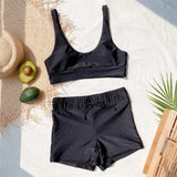 Black High Waist Padded Women Swimwear 2-Piece Bikini