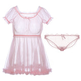 Sexy Lace Gauze Lingerie Sleepwear Young Girl Night Gown