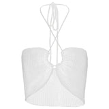 Knitting Sexy Halter Sleeveless Backless Bandage Cut-Out Top