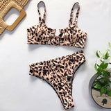 Sexy Leopard Push Up Thong High Cut Swimwear Bikini Set