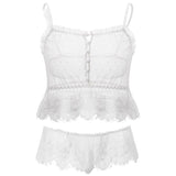 Transparent Gauze Lace Nightwear Cami Top Lingerie Pajamas