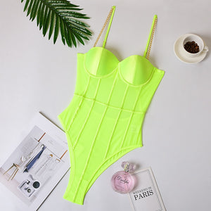 Mesh Transparent Striped Backless Spaghetti Strap Bodysuit