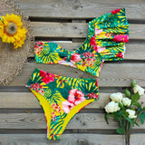 Sexy High Waist One Shoulder Bikini Print Beachwear