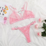 Transparent Polka Dot Underwear Pink Lace Bra Set Lingerie