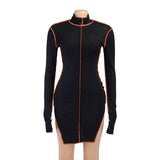 Women Casual Dresses Long Sleeve Mini Dress