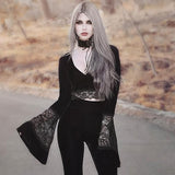 Gothic Flare Lace T-Shirt Hollow Out Retro Bodycon Crop Top