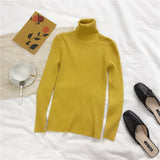 Women Knitted Sweater Long Sleeve Turtleneck Slim Jumper