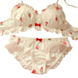 Strawberry Milk Silk Wire Free Kawaii Lolita Bra and Panty Set