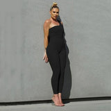 One-Shoulder Casual Sporty Rompers Jumpsuit Fitness