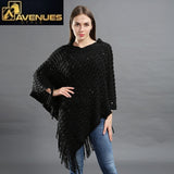 Knitted Pullover Women Striped Scarf