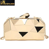 Gold Acrylic Box Geometry Clutch Bag