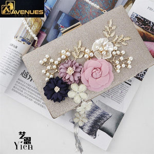 Handmade Floral Clutch Chain Purse