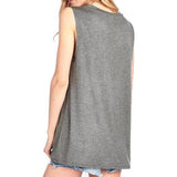 Women's Tank Good Vibes Print Gray O-Neck Tops Tee