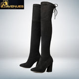 Flock Leather Women Over Knee Boots