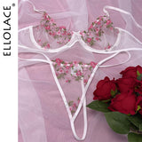 Floral Embroidery Erotic Lingerie Lace Transparent Bra Underwear Set