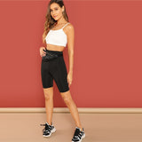 Women Black Solid Crop Wide Short Leggings