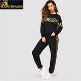 Women O-neck Athleisure Sweatshirt Set