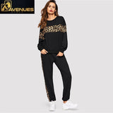 Women O-neck Athleisure Sweatshirt Set