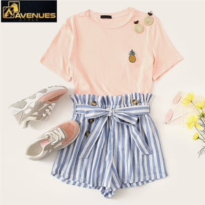 Women Paper-bag Pleated Waist Casual Mini Shorts