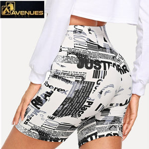 Letter Print Cycling Short Leggings