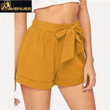 Women Solid Elastic Waist Shorts Fitness Swish