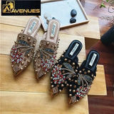 Women Crystal Flower Half Slippers