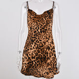 Women Leopard Print Strap Sexy Dress