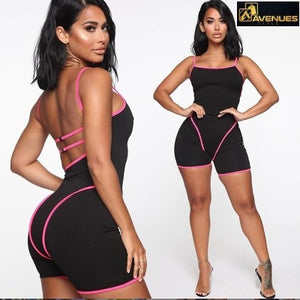 Women's Jumpsuit Workout Fitness Biker Playsuit