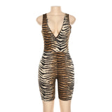 Sexy Women Leopard Short Jumpsuit