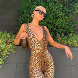 Sexy Women Leopard Short Jumpsuit