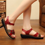  Leather Beach Women Wedge Sandals