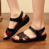  Leather Beach Women Wedge Sandals