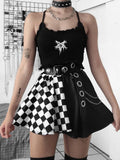 Punk Gothic Plaid A Line Plaid Patchwork Grunge Mini Skirt