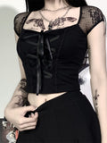 Vintage Gothic T-Shirt Bodycon Bandage Lace Mesh Top Tee