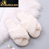 Woman Slip on Flats Faux Fur Slippers