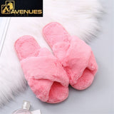 Woman Slip on Flats Faux Fur Slippers