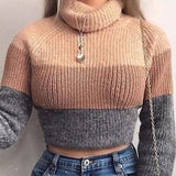 Long-sleeved striped knitted pullover blouse