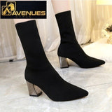 Women Chunky High Heels Pointed Shoes