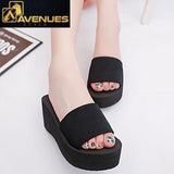 Women Beach Elastic Fabric Slippers