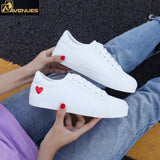 Women Casual Flats Heart Lace-up Shoes