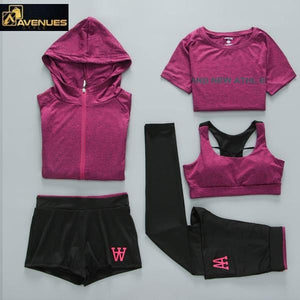 Women's Hooded Coats T-Shirt Bra Shorts Pants Yoga Suit